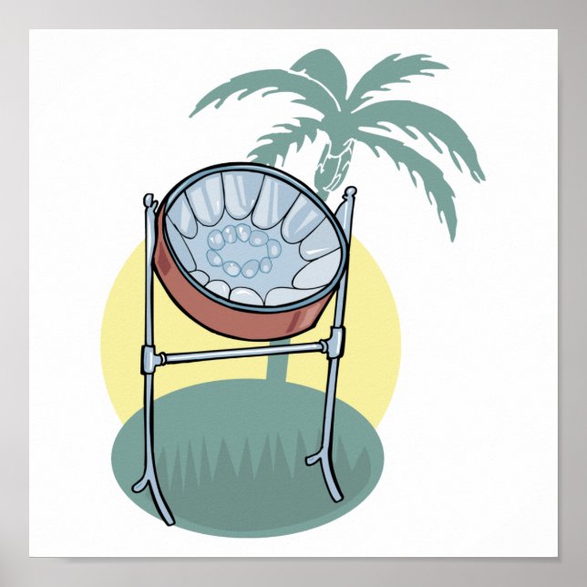 steel drum and palm tree design poster (Front)