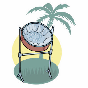 steel drum and palm tree design statuette