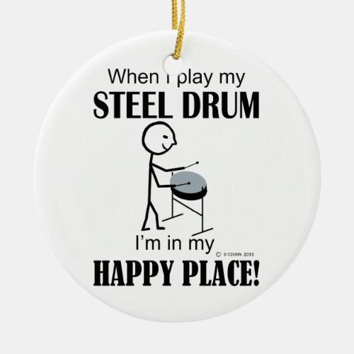 Steel Drum Happy Place Ceramic Ornament