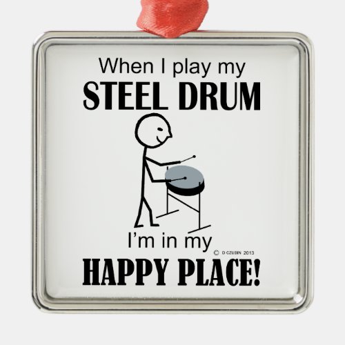 Steel Drum Happy Place Metal Ornament