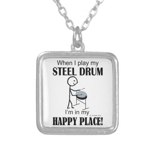 Steel Drum Happy Place Silver Plated Necklace