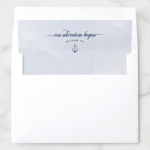 Steel Dusty Blue Watercolor #Nautical Formal Event Envelope Liner