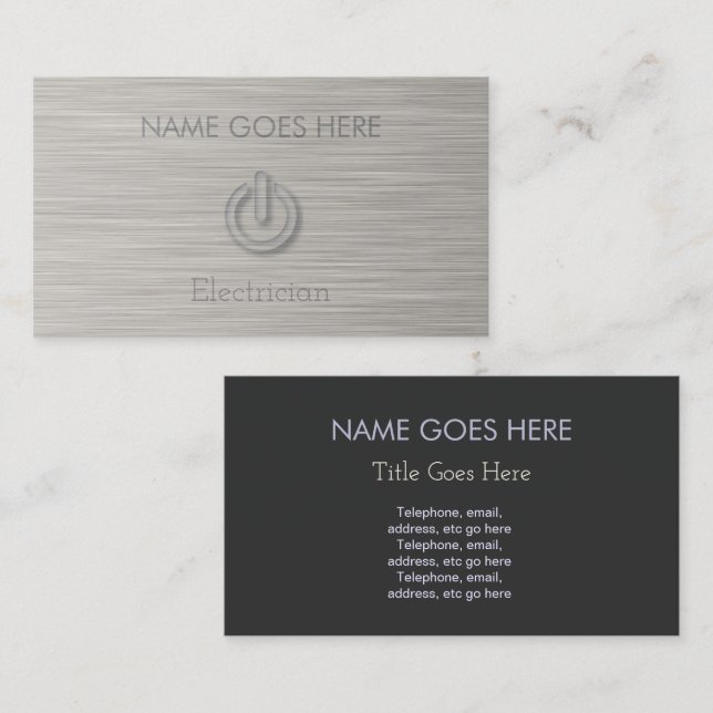 "Steel" Electrician Business Cards (Front/Back)