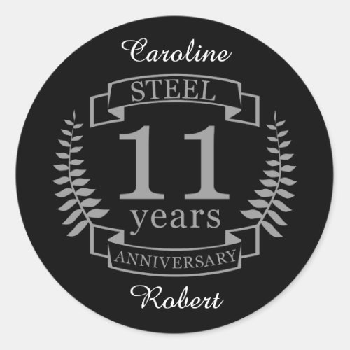 Steel Eleventh wedding anniversary 11 years Classic Round Sticker