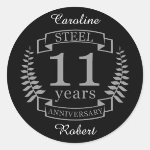 Steel Eleventh wedding anniversary 11 years Classic Round Sticker