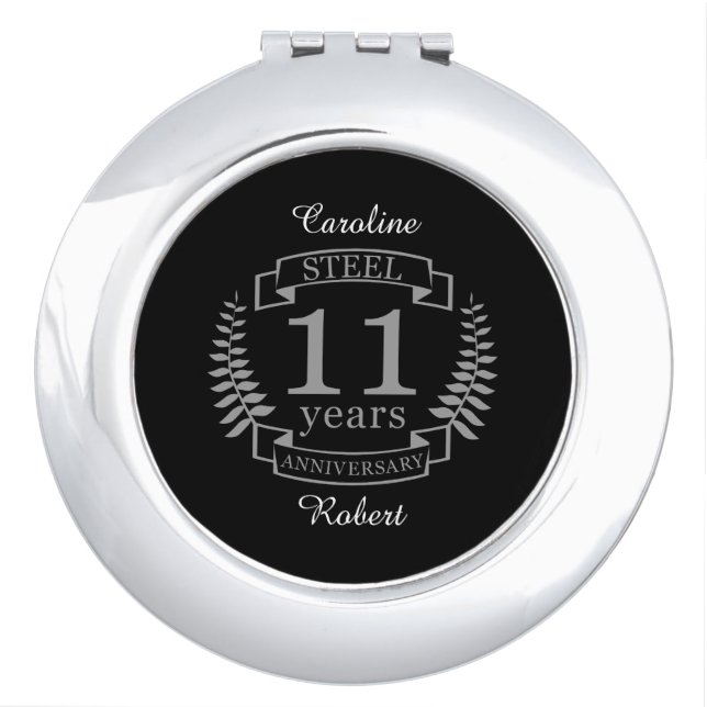 Steel Eleventh wedding anniversary 11 years Compact Mirror (Front)