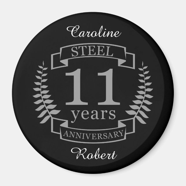 Steel Eleventh wedding anniversary 11 years Magnet (Front)