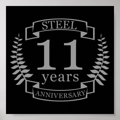 Steel Eleventh wedding anniversary 11 years Poster