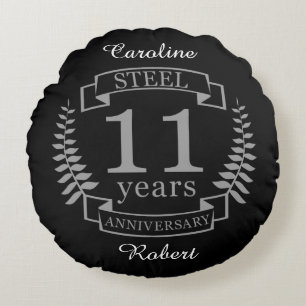 Steel Eleventh wedding anniversary 11 years Round Pillow
