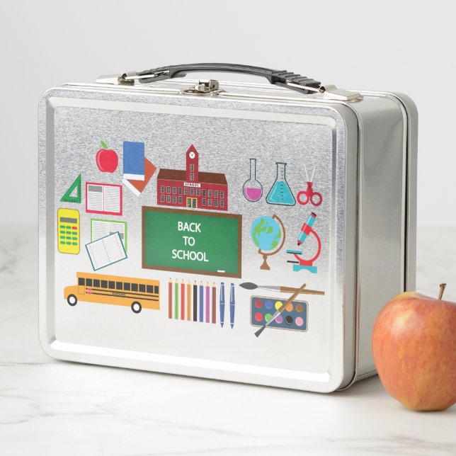 Steel Finish School Metal Lunch Box (In Situ)