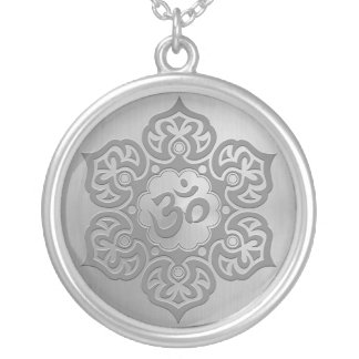 Steel Floral Ohm Design Silver Plated Necklace