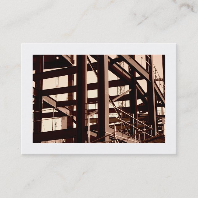 Steel Frame Construction, Mini Photo (Bordered) Business Card (Front)