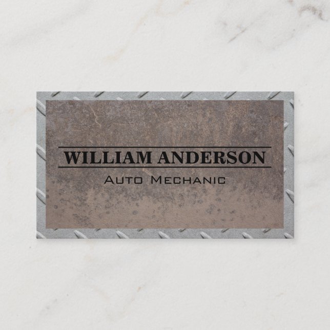 Steel Frame Pattern | Rusted Old Metal Business Card (Front)
