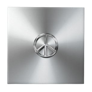 Steel Gradient Graphic Peace Symbol Ceramic Tile