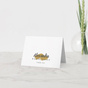 Steel Gray and Gold Quinceanera Thank You Card