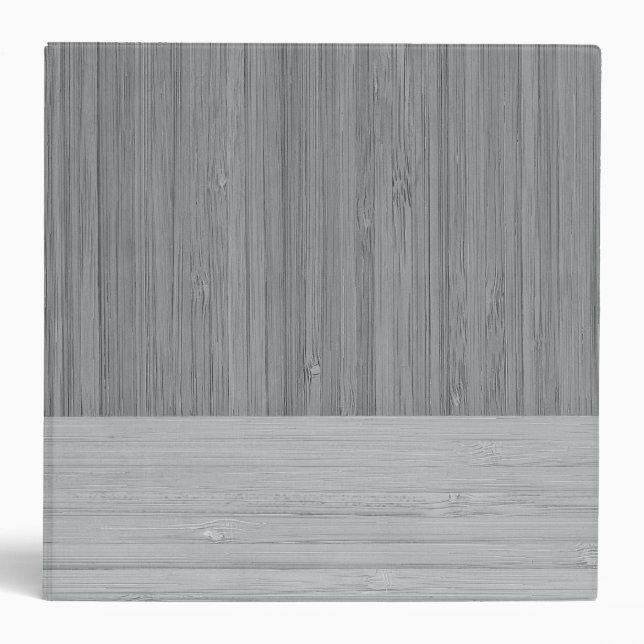 Steel Gray Bamboo Border Wood Grain Look 3 Ring Binder (Front)
