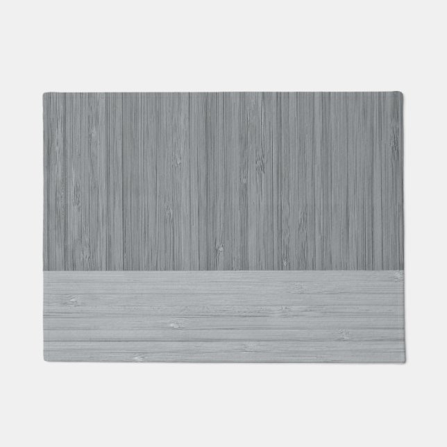 Steel Gray Bamboo Border Wood Grain Look Doormat (Front)