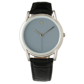 Steel Gray Christian Cross  Watch
