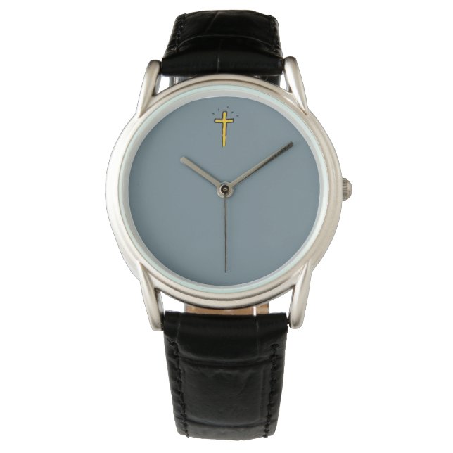 Steel Gray Christian Cross  Watch (Front)