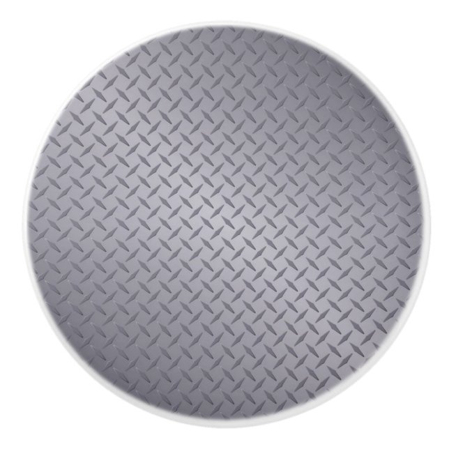 Steel Gray Diamond Plate Ceramic Knob (Front)