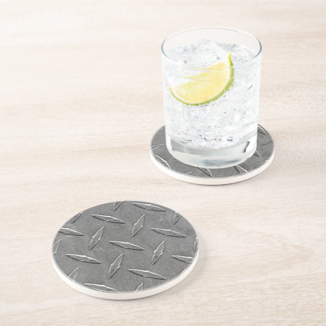 Steel Gray Diamond Plate Coaster (Side)