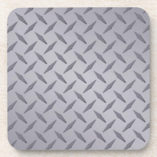 Steel Gray Diamond Plate Drink Coaster