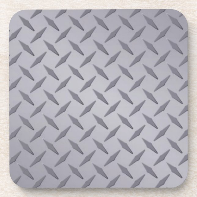 Steel Gray Diamond Plate Drink Coaster (Front)