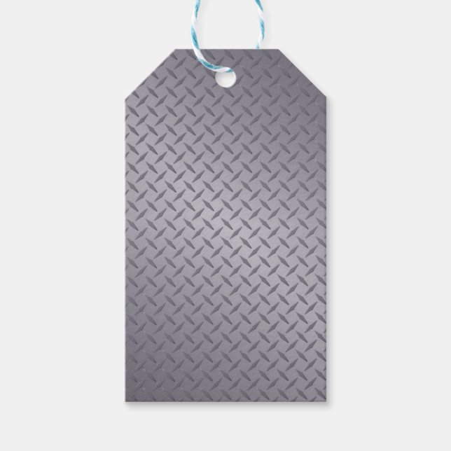 Steel Gray Diamond Plate Gift Tags (Front)