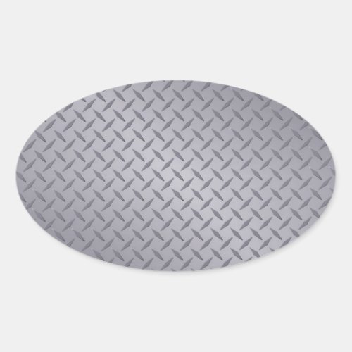 Steel Gray Diamond Plate Oval Sticker