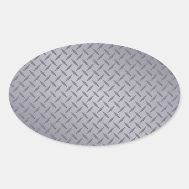 Steel Gray Diamond Plate Oval Sticker (Front)