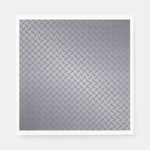 Steel Gray Diamond Plate Paper Napkins