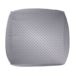 Steel Gray Diamond Plate Pouf