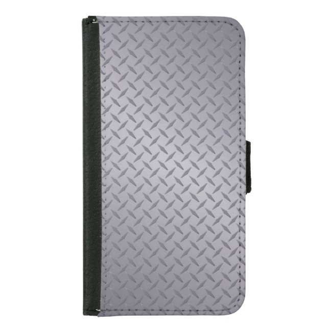 Steel Gray Diamond Plate Samsung Galaxy Wallet Case (Front)