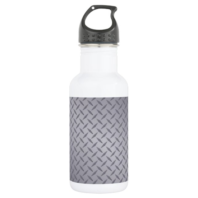 Steel Gray Diamond Plate Water Bottle (Front)