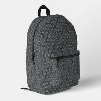 Steel Gray Geometric flower Pattern Printed Backpack