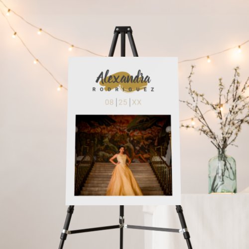 Steel Gray  Gold Photo Quinceanera Foam Board