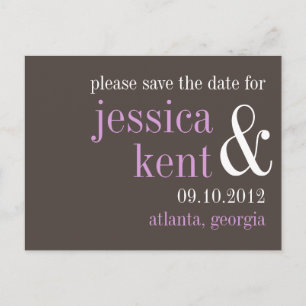 Steel gray lilac typography modern save the date announcement postcard