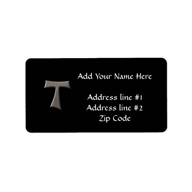 Steel Gray Look Franciscan Tau Cross Label (Front)