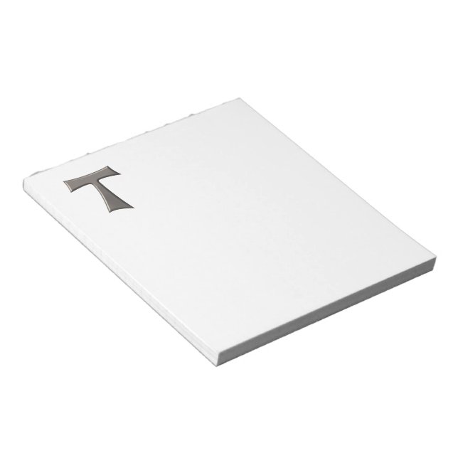 Steel Gray Look Franciscan Tau Cross Notepad (Angled)
