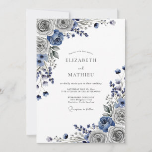 Steel Gray Lustrous Winter Wedding Invitation