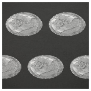 Steel Gray Metallic Dragon Medallion Fabric