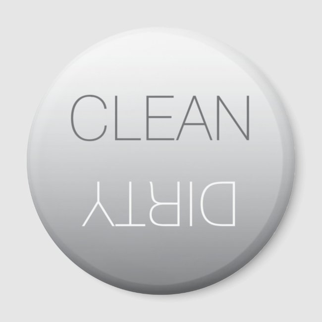 Steel Gray Round Clean or Dirty Dishwasher Magnet