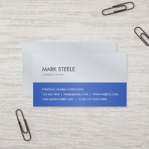 Steel Grey and Royal Blue Simple and Elegant Business Card
