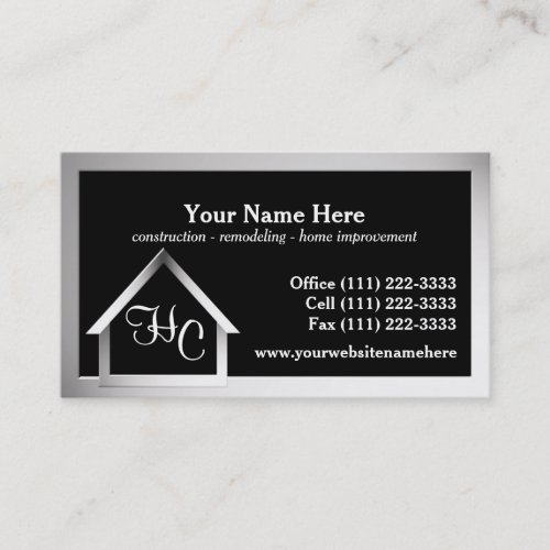 Steel Grey House Construction Business Card