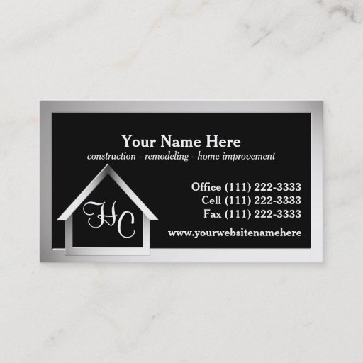 Customizable Steel Grey House Construction Business Card