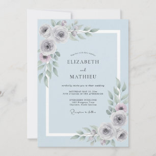 Steel Grey Painted Wedding Invitation