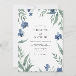 Steel Grey Sage Foliage Eucalyptus Wedding Invitation