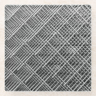 Steel Grid Industrial Mesh Pattern Glass Coaster