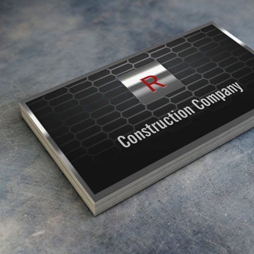 Customizable Steel Grids Monogram Construction Business Card