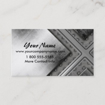 Steel Grunge Metal Look Bold Business Cards by MetalShop at Zazzle